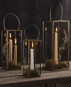 autumn home decor witchy glass and brass lanterns