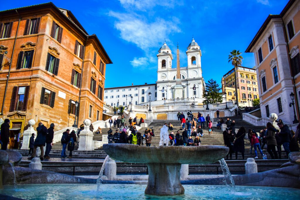 View of the Spanish Steps in Rome, Italy. 